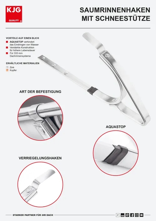 Saumrinnenhaken mit Schneestütze