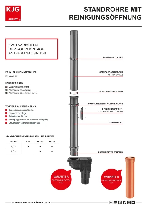 Standrohre mit Reinigungsöffnung