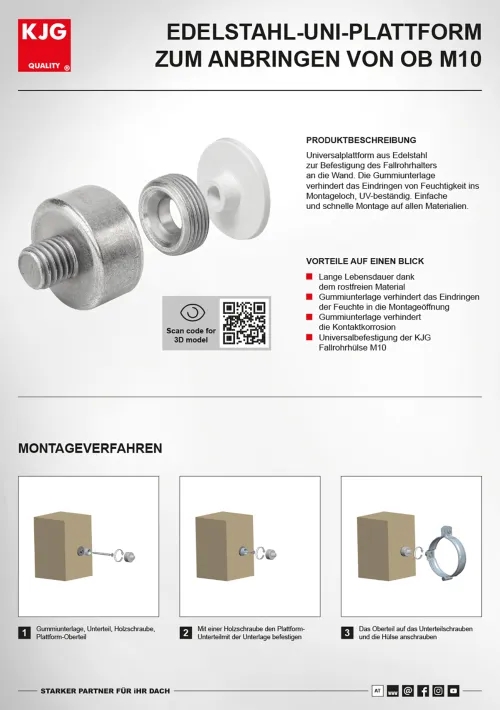 Edelstahl-UNI-Plattform zum Anbringen von OB M10