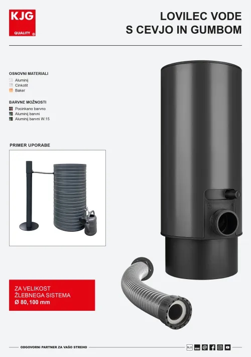 Lovilec vode s cevjo in gumbom