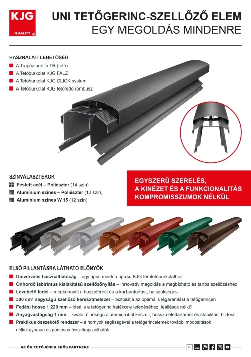 UNI tetőgerinc-szellőző elem