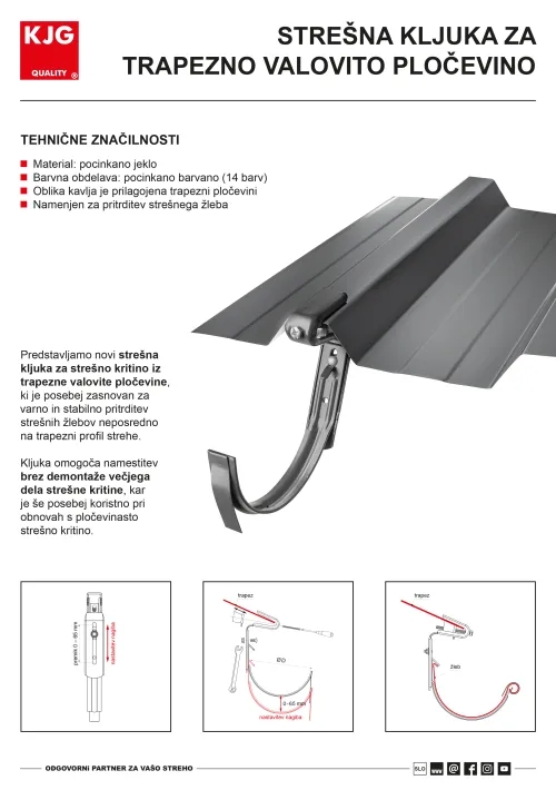 Strešna kljuka za trapezno valovito pločevino