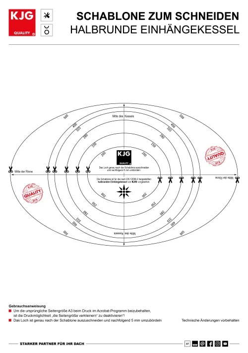 Schablone zum schneiden – halbrunde Einhängekessel