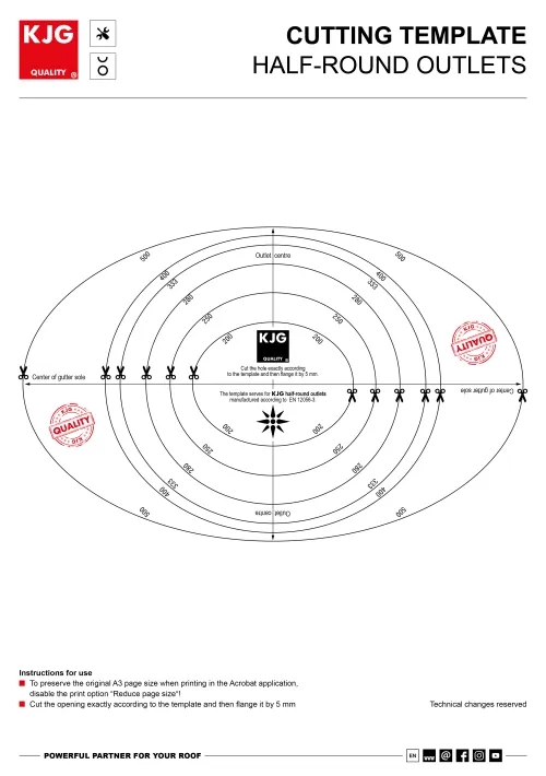 Cutting template – half-round outlets