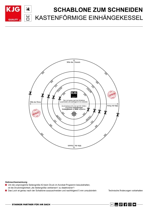 Schablone zum schneiden – kastenförmige Einhängekessel