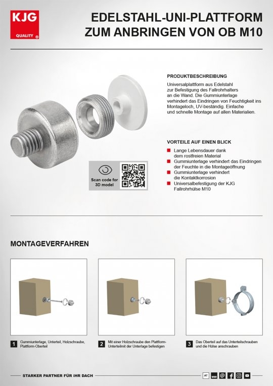 Edelstahl-UNI-Plattform zum Anbringen von OB M10