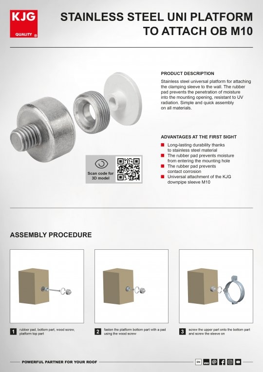 Stainless steel UNI platform to attach OB M10