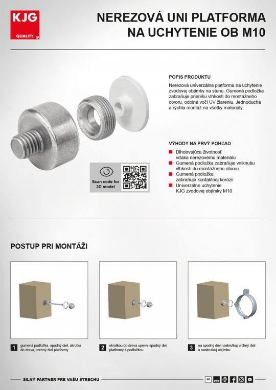 Nerezová UNI platforma na uchytenie OB M10
