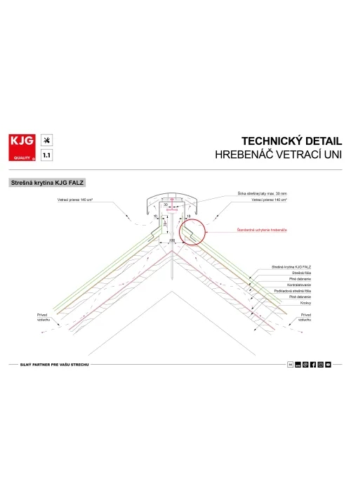 Technické detaily – Hrebenáč vetrací UNI