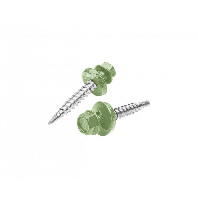 Horganyzott önfúró csavar - Festett acél - Zöld - Kép