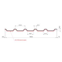 Trapéz strešný TR 35A SQ (sound – aqua)  - Pozink lakovaný  - Oceľovo červená  -  Obrázok 2