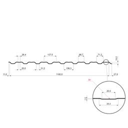 Trapézlemez bordaközi merevítéssel TR 18B+  - Festett acél
MARCEGAGLIA  - Barna  -  Kép 2
