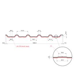 Trapéz strešný s prelisom TR 35A+ SQ (sound – aqua)  - Pozink lakovaný
MATT MARCEGAGLIA  - Intenzívna čierna MATT  -  Obrázok 2
