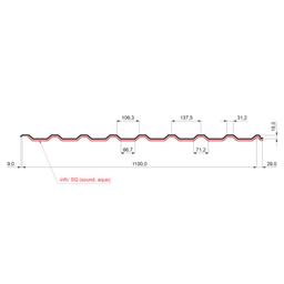 Trapezoidal sheet roof with embossing TR 18A SQ (sound – aqua)  - Aluminium prepainted  - Anthracite  -  Picture 2