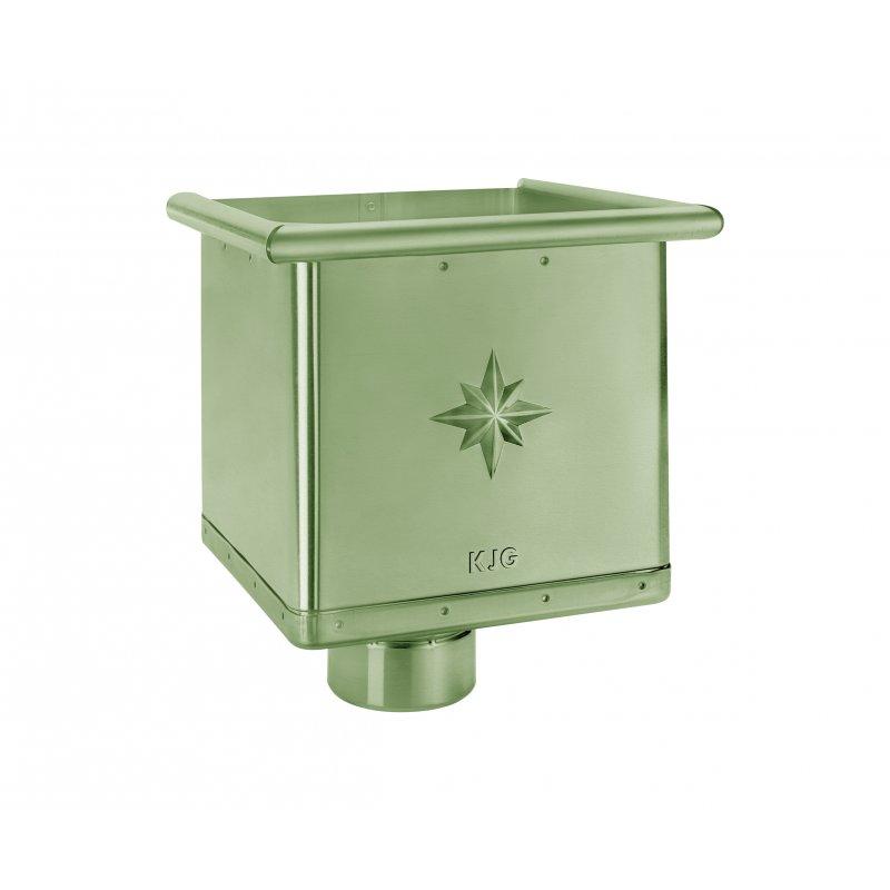 Hopper cubic  - Galvanized steel prepainted  - Reseda green  -  Picture