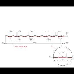 Trapéz strešný s prelisom TR 18A+ SQ (sound – aqua)  - Hliník lakovaný  - Bielo hliníková tmavá  -  Obrázok 2