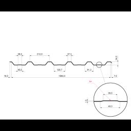 Trapézlemez bordaközi merevítéssel TR 35A+  - Alumínium színes  - Sötét ezüst  -  Kép 2
