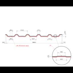 Trapéz strešný s prelisom TR 35A+ SQ (sound – aqua)  - Hliník lakovaný  - Bielo hliníková tmavá  -  Obrázok 2