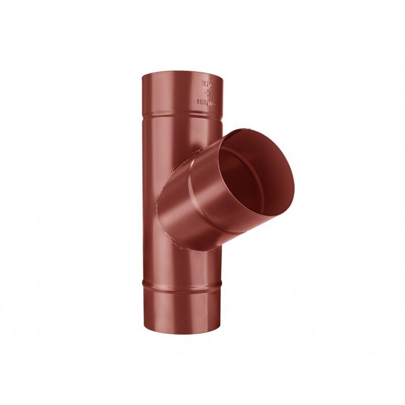 Downpipe branch 72°  - Galvanized steel prepainted  - Steel red  -  Picture
