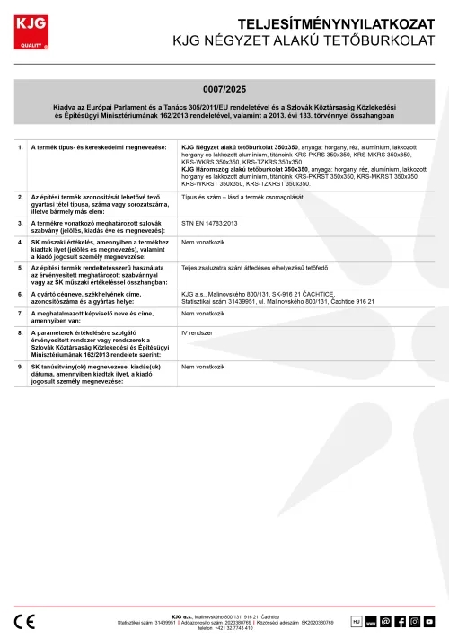 Négyzet alakú tetőburkolat