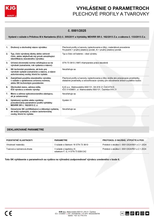 Plechové profily a tvarovky