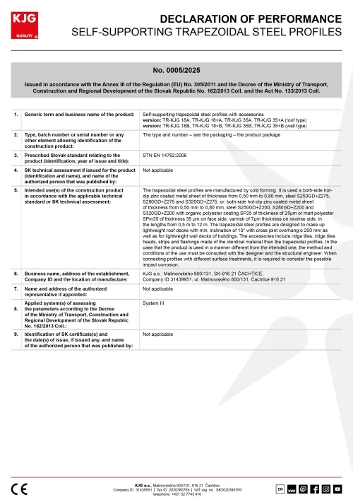 Self-supporting trapezoidal steel profiles