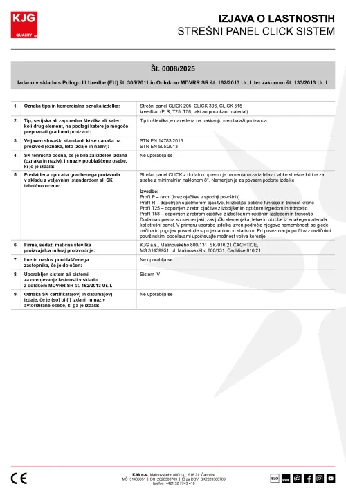 Strešni panel CLICK sistem