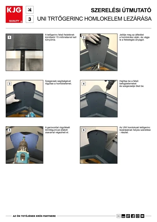 UNI trtőgerinc homlokelem lezárása