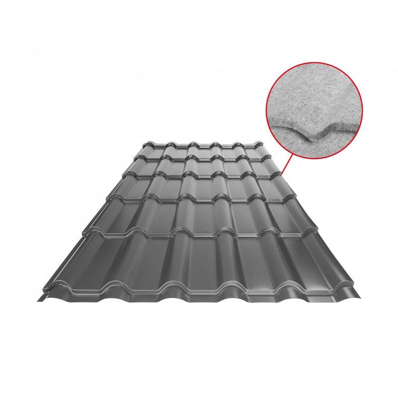 Кровельное покрытие UNI 2 SQ (sound – aqua) - Лакированная оцинковка - Антрацит - Изображение